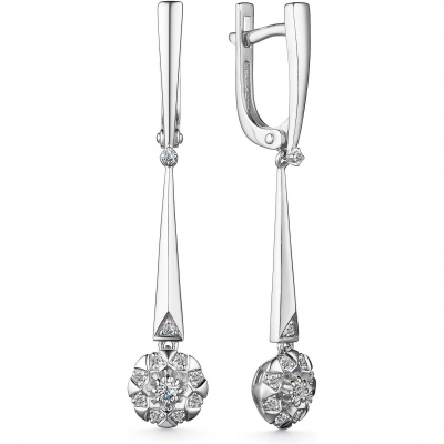 

Серьги с 22 бриллиантами из белого золота Алкор 24417-200, 24417-200