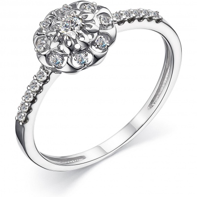 

Кольцо с 19 бриллиантами из белого золота р. 17,5 Алкор 14412-200, 14412-200