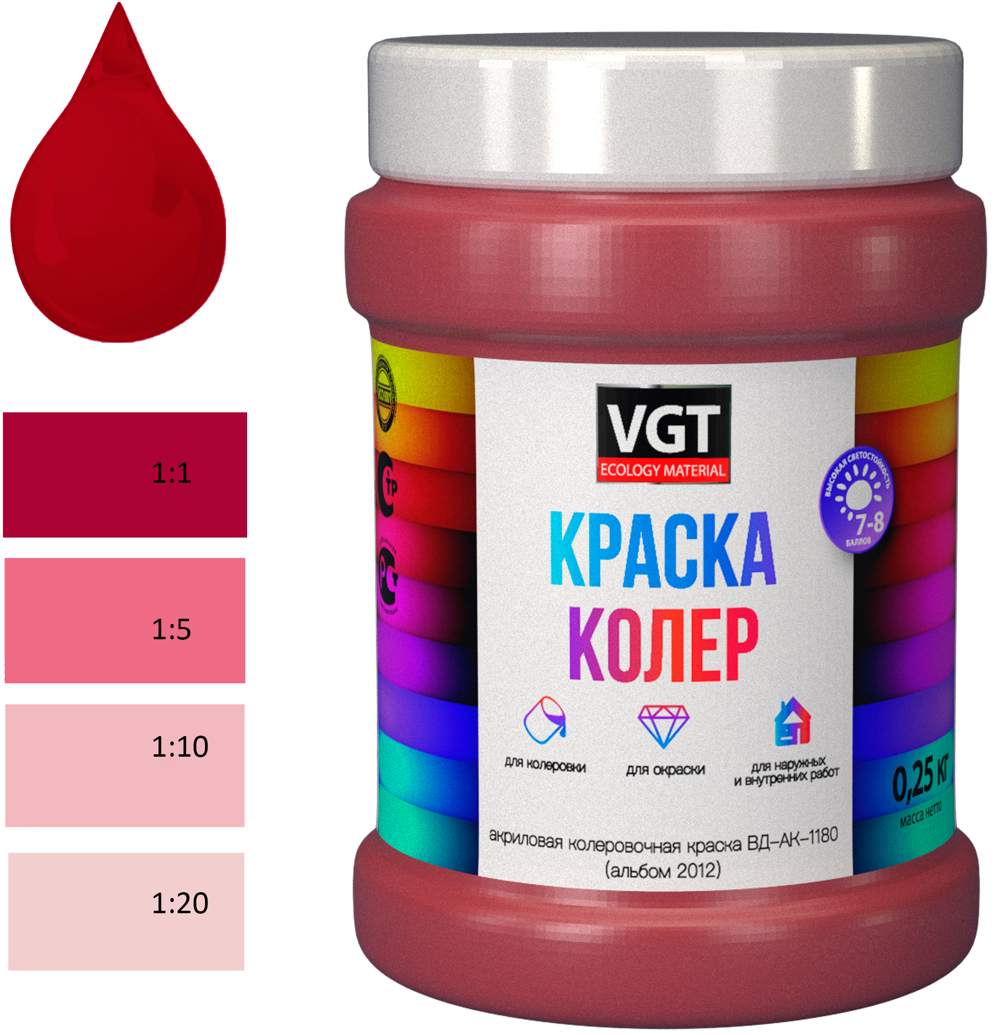 

Краска колеровочная (альб.2012) малиново-красная 0.25 кг