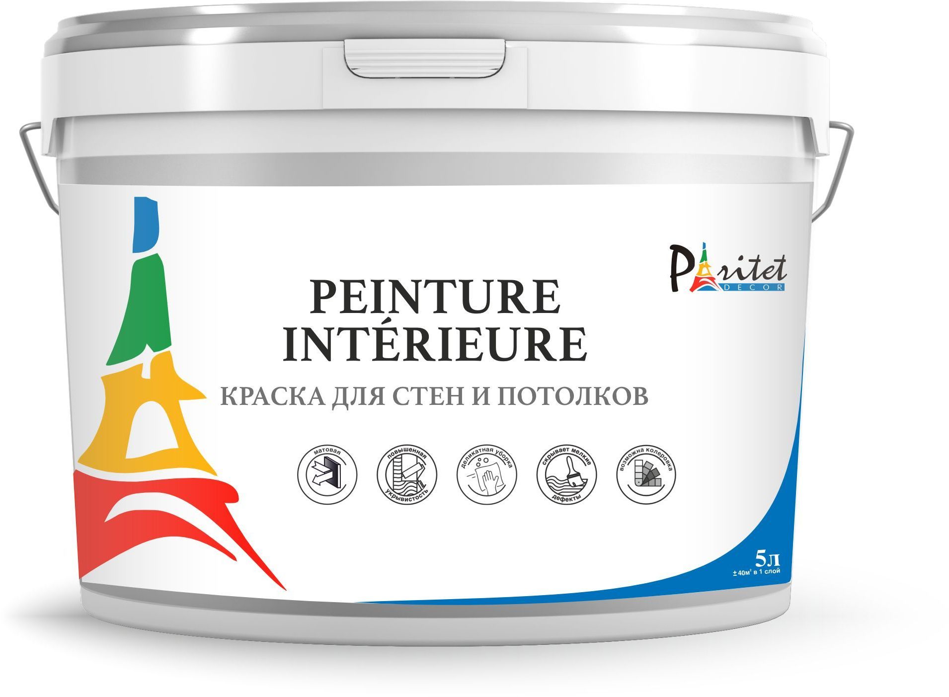 Краска интерьерная для стен и потолков Paritet Peinture Interieure, 5л