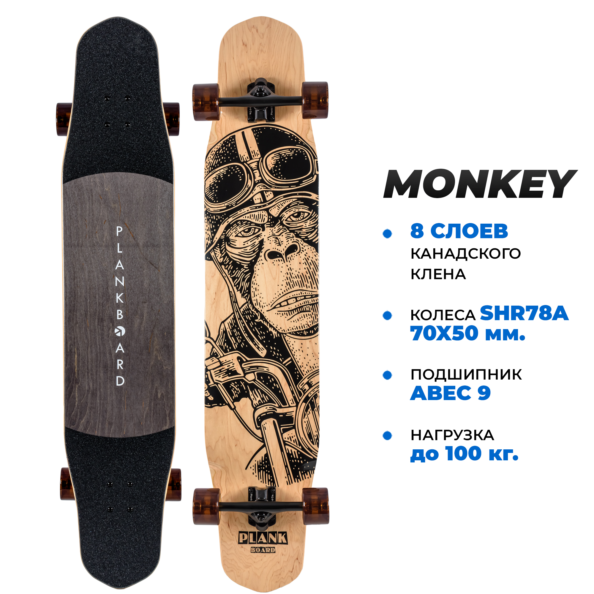 

Лонгборд PLANK MONKEY (116.84 см*23.36 см), Бежевый;черный, MONKEY
