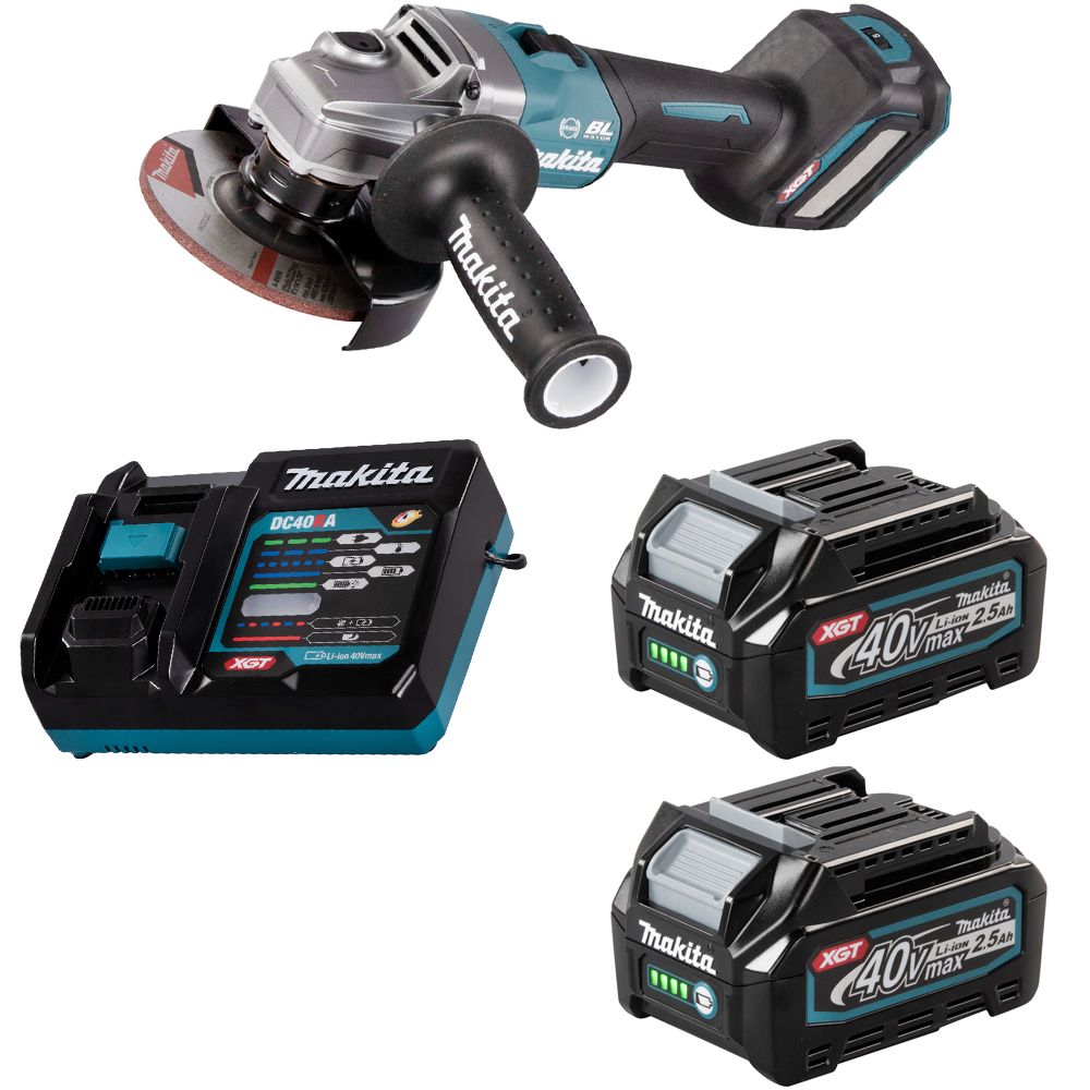 Шлифмашина угловая аккумуляторная Makita 40В XGT 125мм 2x2,5Ач GA023GD201