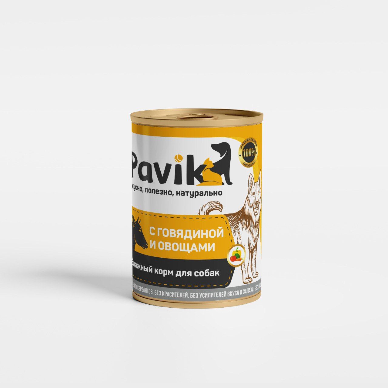 Консервы для собак Pavik, Говядина с овощами, 330 г