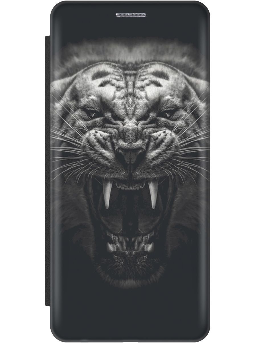 

Чехол-книжка на Samsung Galaxy A32 c принтом "Оскал тигра" черный, Серый;черный, 8231