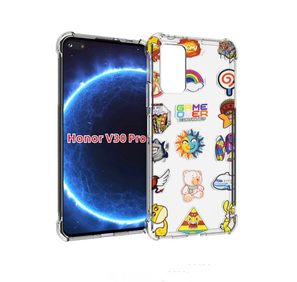

Чехол бампер MyPads Стикеры для Honor V30 Pro, Прозрачный, Tocco