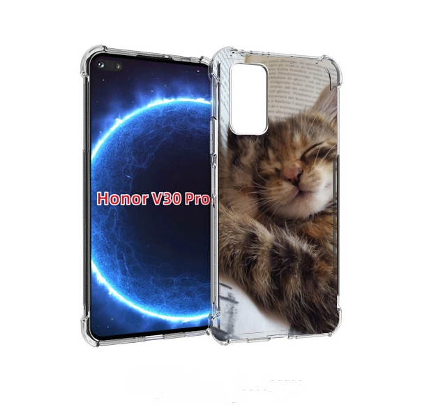 

Чехол бампер MyPads Спящий-котенок для Honor V30 Pro, Прозрачный, Tocco