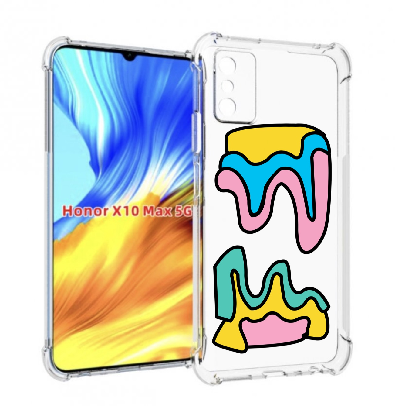 

Чехол MyPads вытекающая-абстракция для Honor X10 Max, Прозрачный, Tocco