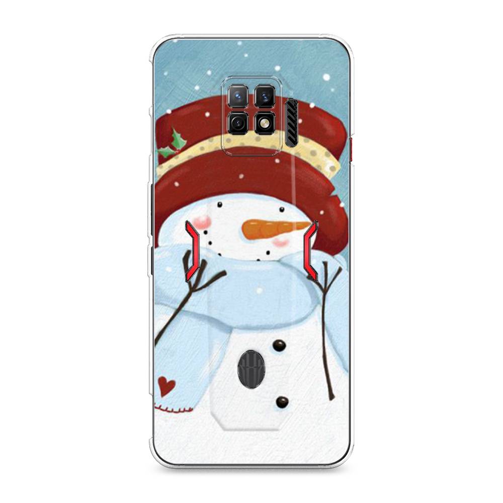 

Чехол на ZTE Nubia Red Magic 7 Pro "Застенчивый снеговик", Голубой;белый;красный, 136050-5