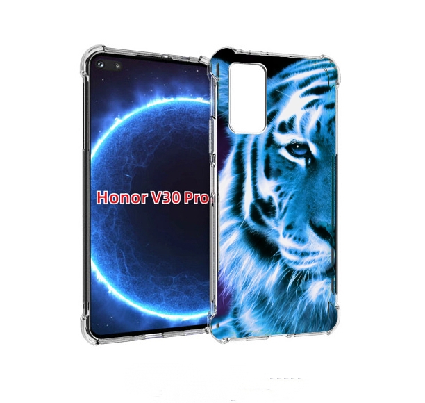

Чехол бампер MyPads Половина-тигра мужской для Honor V30, Прозрачный, Tocco