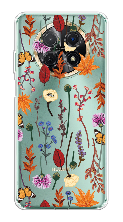 

Чехол на Huawei Nova Y91 "Orange Purple flowers", Оранжевый;красный;розовый;желтый;прозрачный, 6121650-1