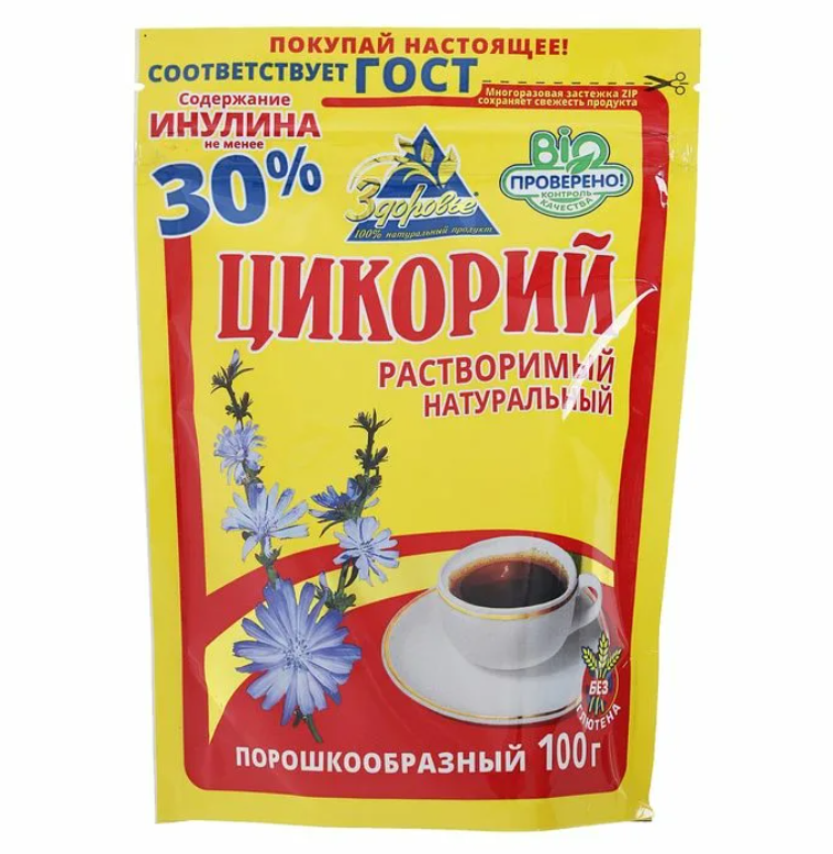 

Цикорий растворимый Здоровье, пакет на молнии, 100 г