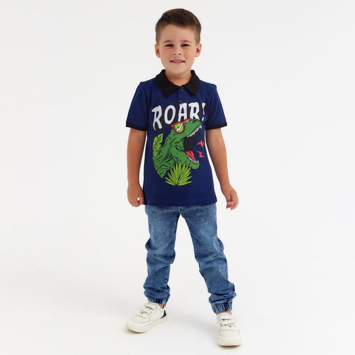 

Футболка-поло для мальчика, тёмно-синий, 158 (13 лет), Практик: ROAR!