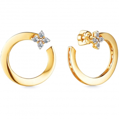 

Серьги с 8 бриллиантами из жёлтого золота Алкор 24449-300, 24449-300