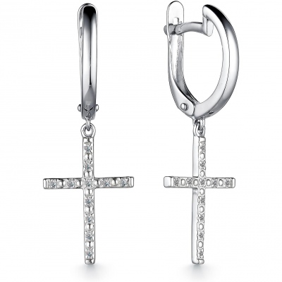 

Серьги с 22 бриллиантами из белого золота Алкор 24441-200, 24441-200