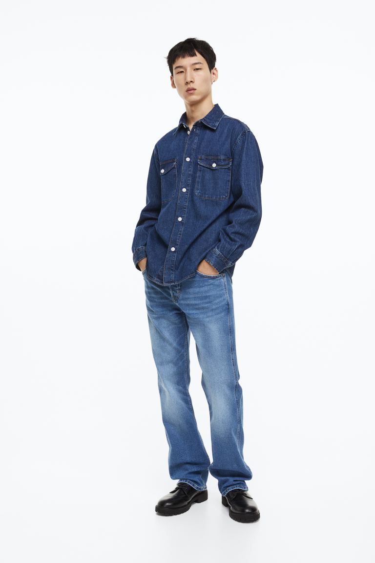 Рубашка мужская H&M 1121154002 синяя S (доставка из-за рубежа)