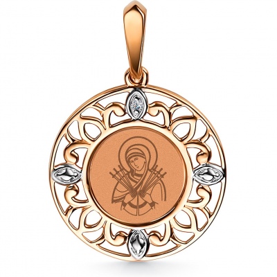 

Подвеска-иконка с 1 бриллиантом из красного золота Алкор 34382-100, 34382-100