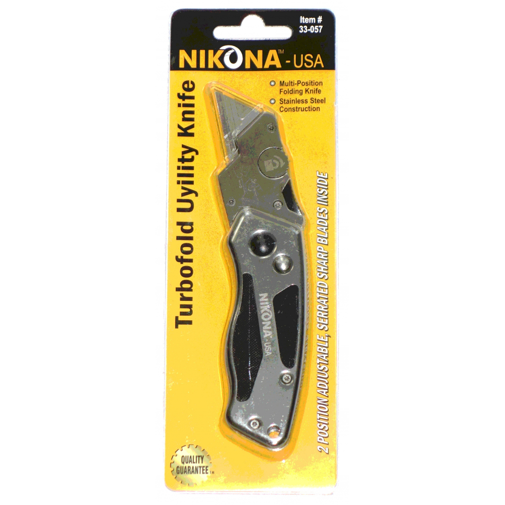 фото Nikona турбо-нож складной, 2-х позиц.,со сменным лезв.из sk5 стали, с нерж.корп. с вставка