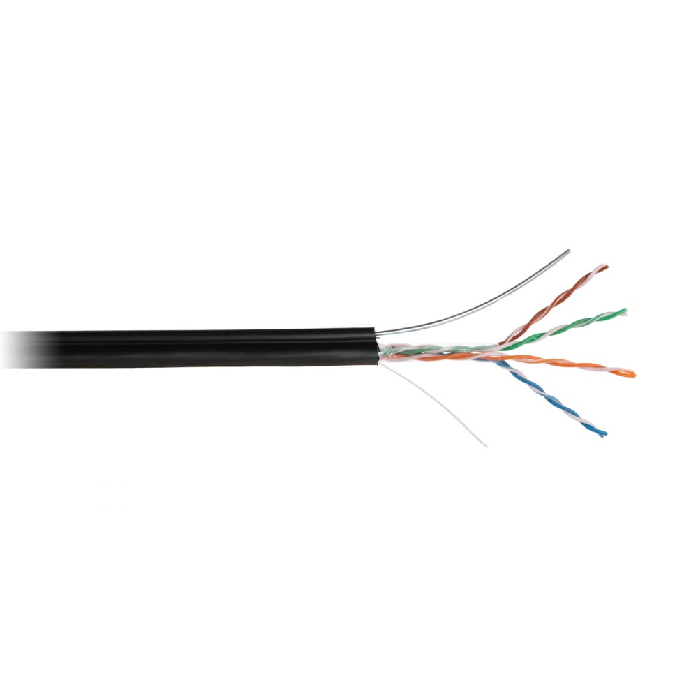 фото Netlan кабель u/utp 4 пары, кат.5e, внешний, pe до -40c, с тросом, черный, 305м ec-uu004-5