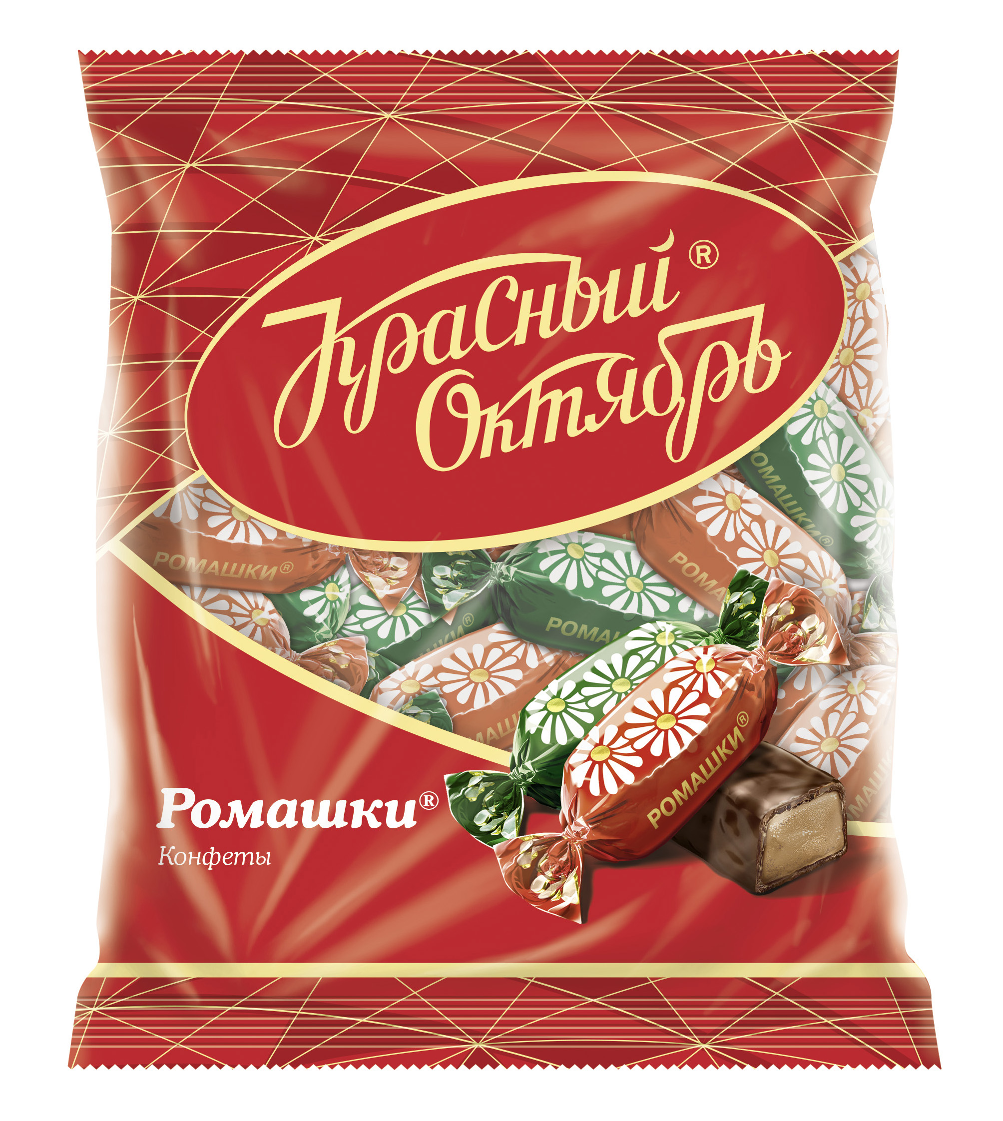 

Конфеты помадные Красный Октябрь Ромашки в шоколадной глазури 250 г