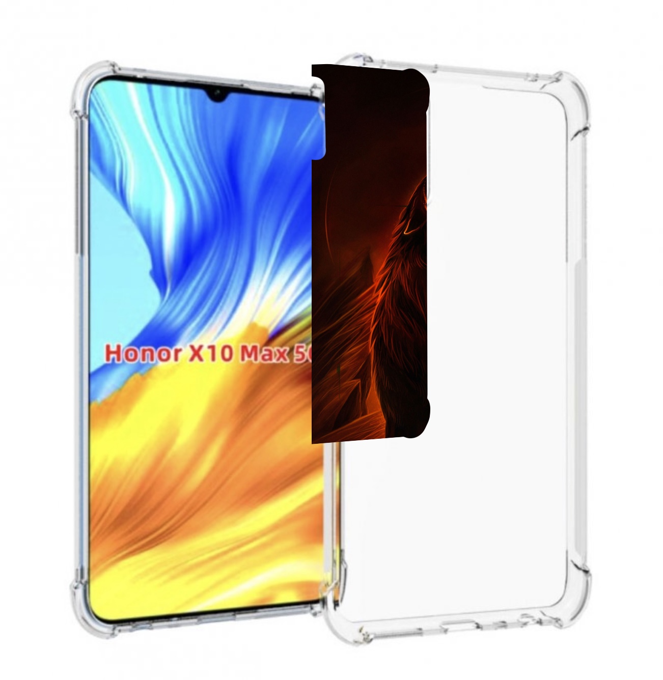 

Чехол MyPads волчара с огнем внутри для Honor X10 Max, Прозрачный, Tocco