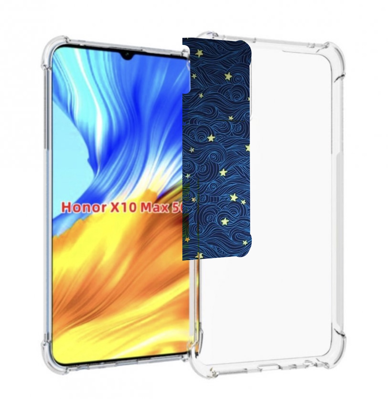 

Чехол MyPads волны с звездами акварель для Honor X10 Max, Прозрачный, Tocco