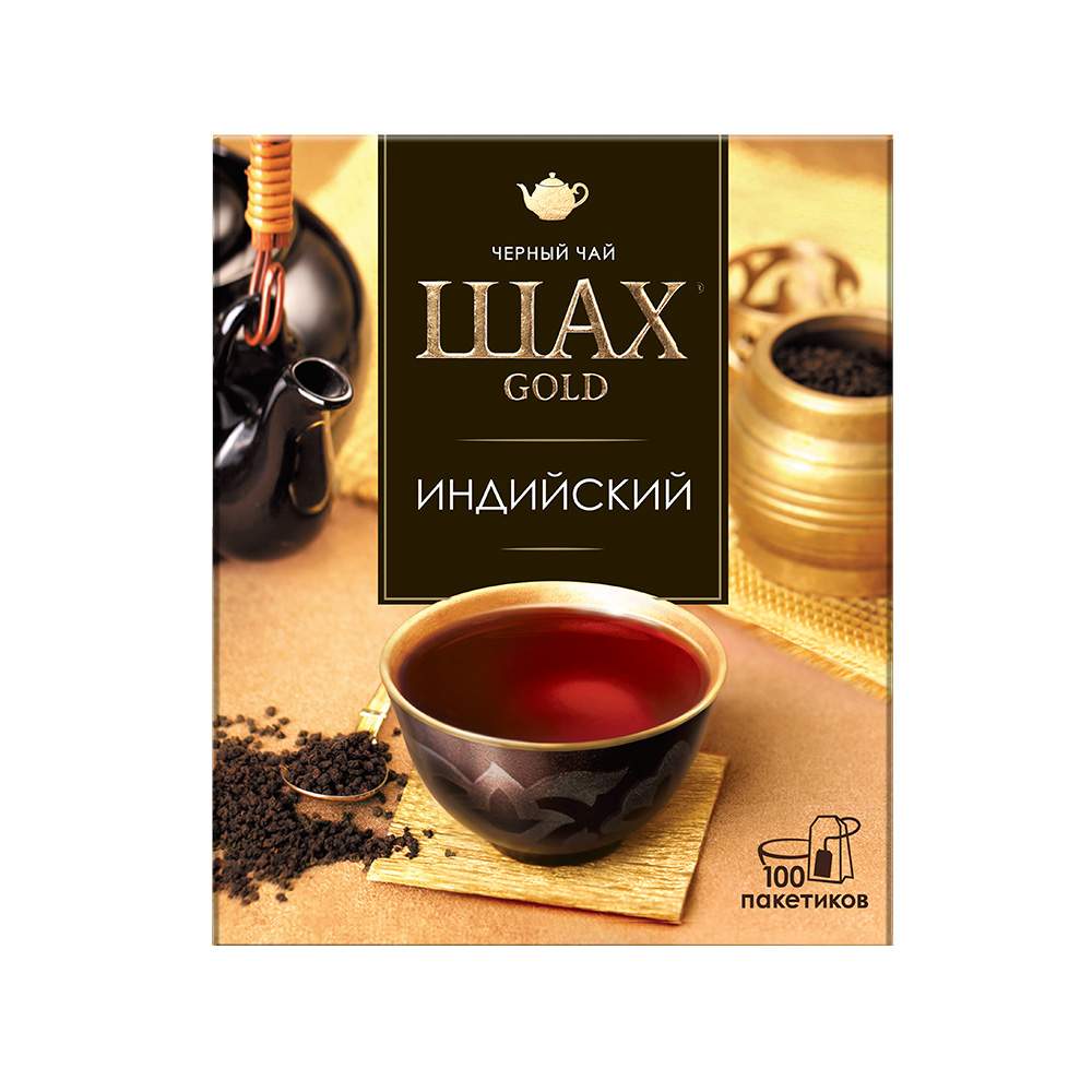 Чай чёрный Шах Gold Индийский, 100 пакетиков