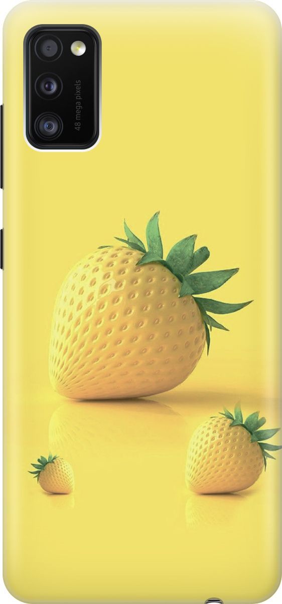 

Силиконовый чехол на Samsung Galaxy A41 с принтом "Желтая клубника", Черный, 7128
