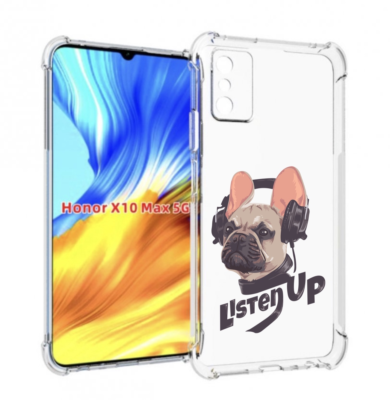 

Чехол MyPads бульдог-слушает-музыку для Honor X10 Max, Прозрачный, Tocco