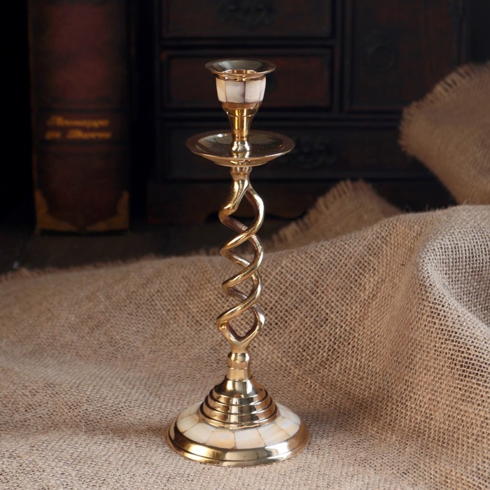 

Подсвечник на 1 свечу "Спираль" с перламутром 20,5 см