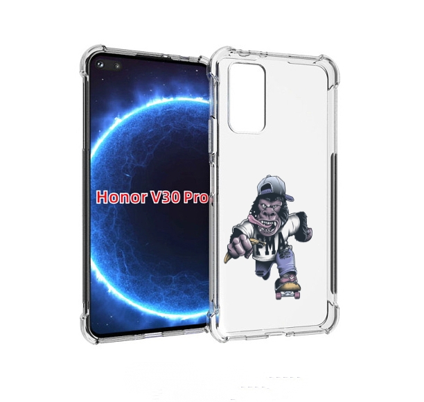 

Чехол бампер MyPads Обезьяна на скейте для Honor V30 Pro, Прозрачный, Tocco