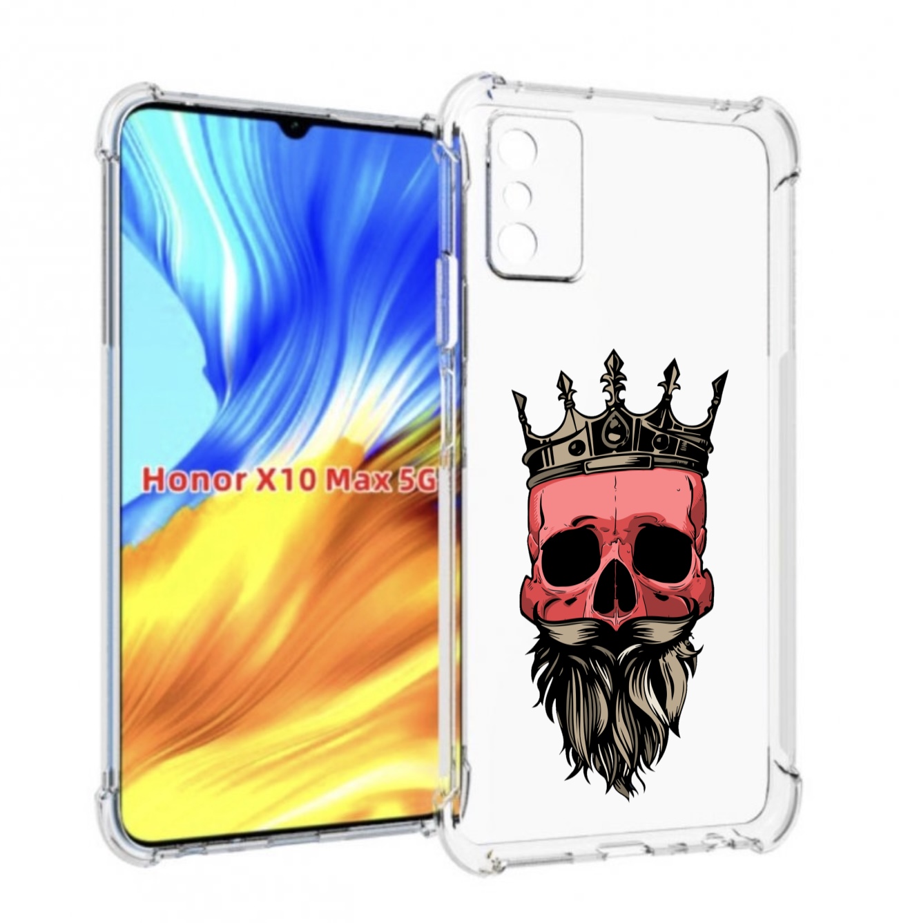 

Чехол MyPads бородатый красный череп мужской для Honor X10 Max, Прозрачный, Tocco