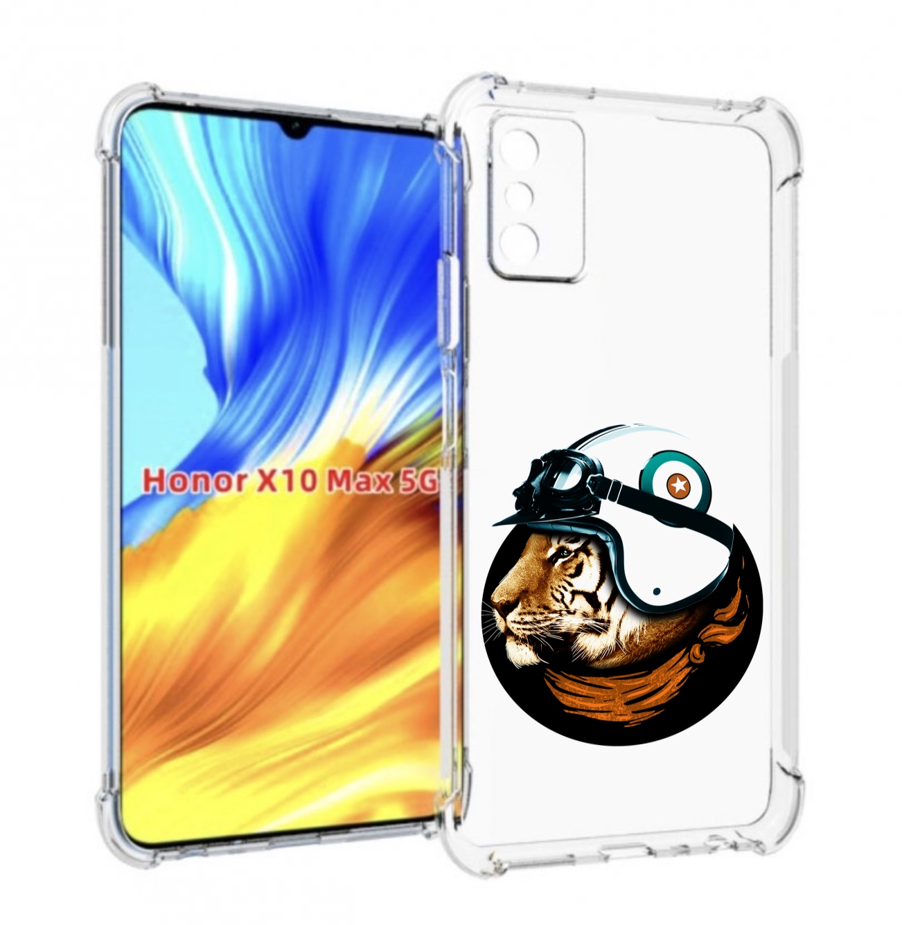 

Чехол MyPads Тигр в шлеме для Honor X10 Max, Прозрачный, Tocco