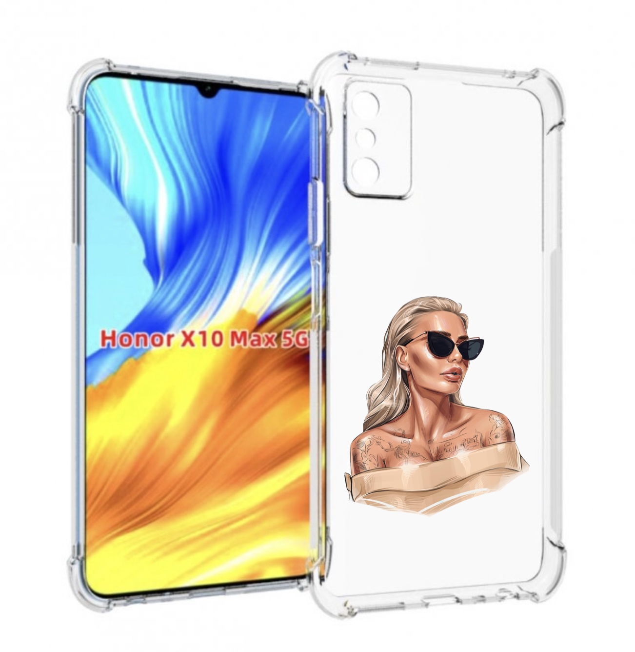 Чехол MyPads блондинка-в-очках женский для Honor X10 Max