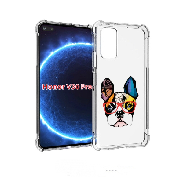 

Чехол бампер MyPads Мопс-в-очках для Honor V30 Pro, Прозрачный, Tocco
