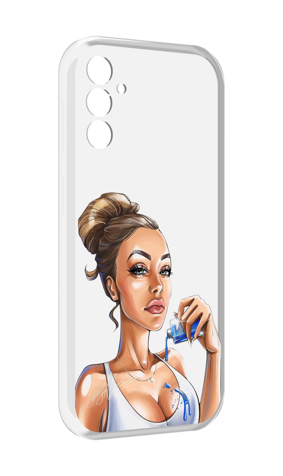 

Чехол MyPads девушка-пролила-краску женский для Samsung Galaxy M13, Прозрачный, Tocco