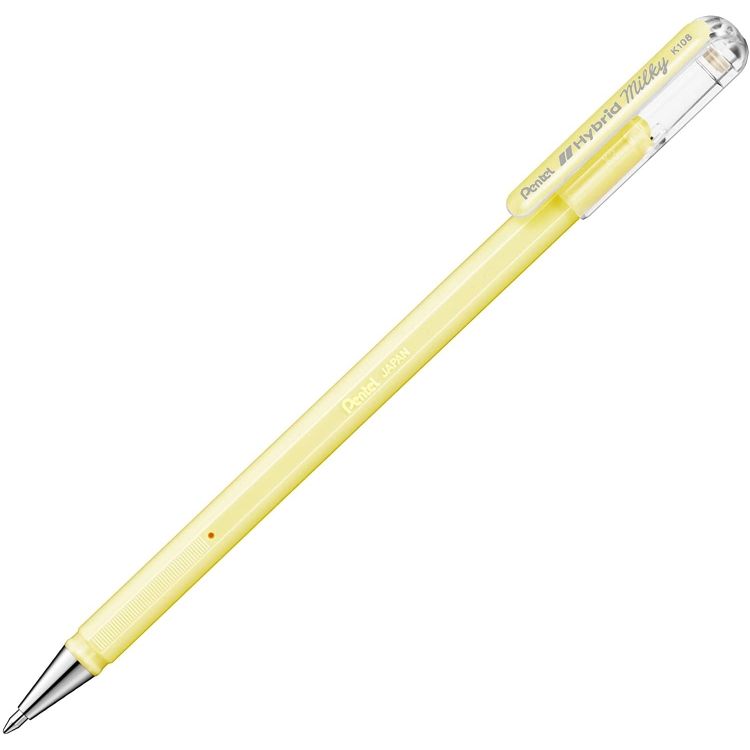 

Ручка гелевая Pentel Hybrid Milky пастельные чернила d 0.8 мм K108-PG цвет чернил: желтый, K108-PG