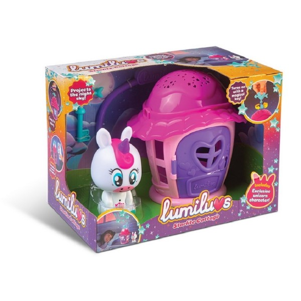 фото Ночник lumiluvs единорог luna с домиком-проектором звездного неба abtoys