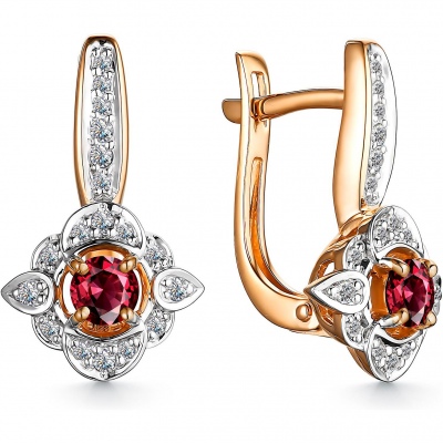 

Серьги с рубинами и бриллиантами из красного золота Алкор 24428-103, 24428-103