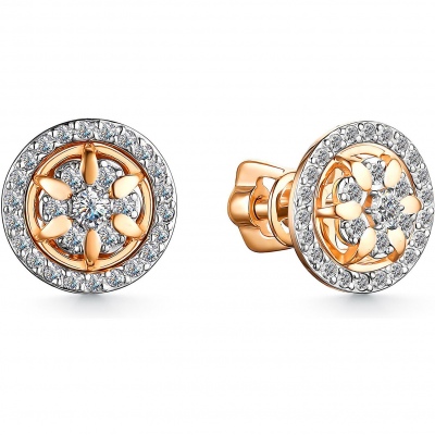 

Серьги с 58 бриллиантами из красного золота Алкор 24350-100, 24350-100