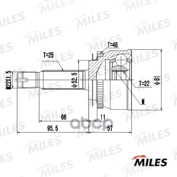 

Шрус Hyundai Getz 1.1-1.6 02-11 Нар. +Abs Miles GA20705