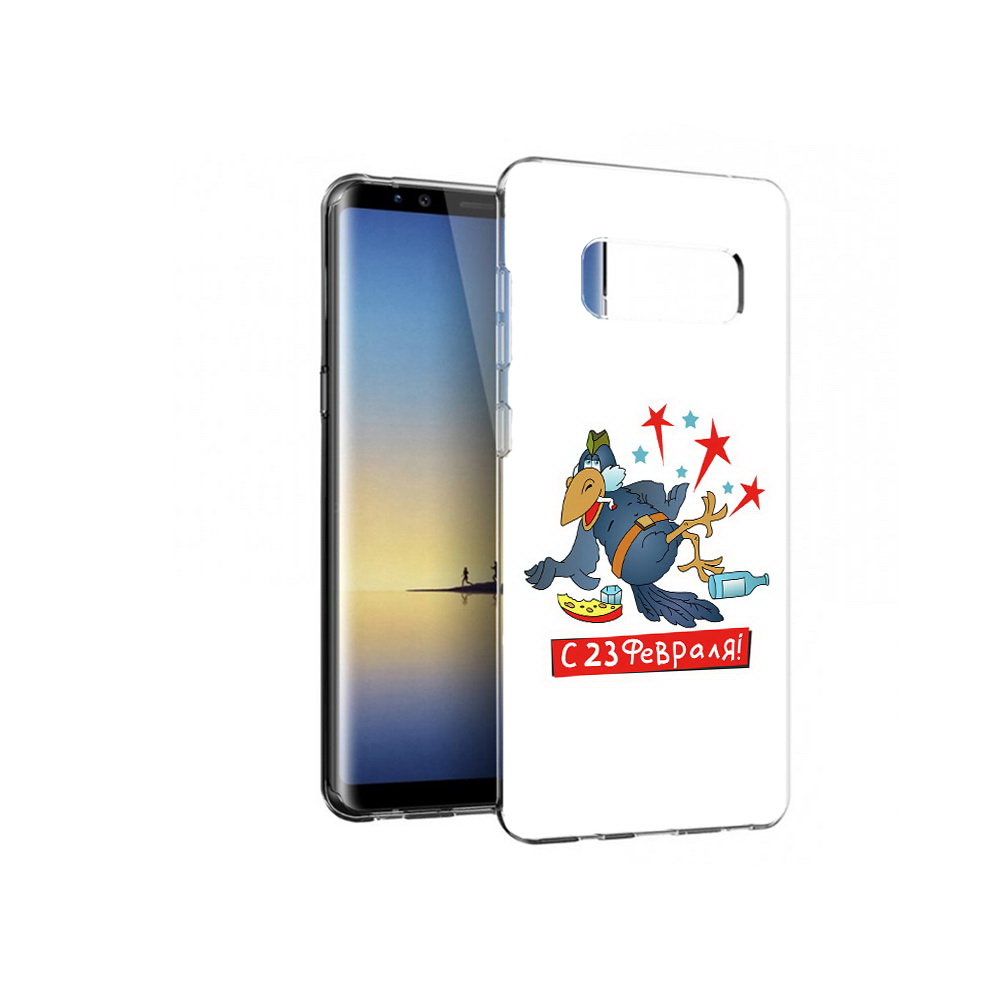 

Чехол MyPads Tocco для Samsung Galaxy Note 8 23 февраля веселая птица, Прозрачный, Tocco