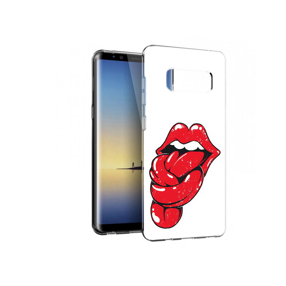 

Чехол MyPads Tocco для Samsung Galaxy Note 8 яркие губы с языком, Прозрачный, Tocco