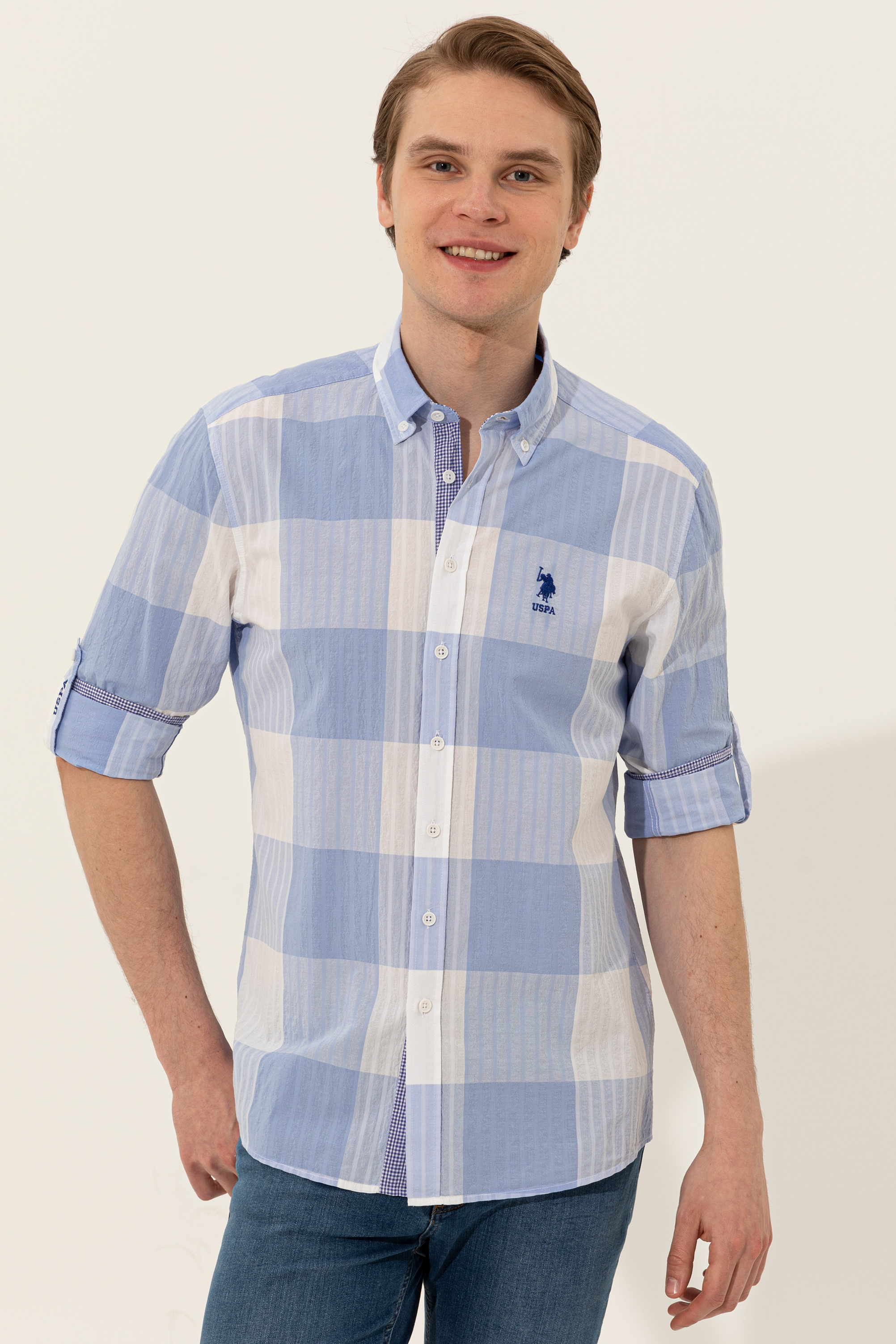 

Рубашка мужская U.S. POLO Assn. G081SZ0040ABIES синяя M, G081SZ0040ABIES