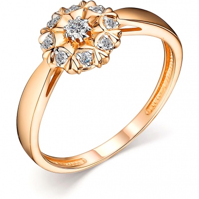 

Кольцо Цветок с 9 бриллиантами из красного золота р. 17,5 Алкор 14411-100, 14411-100
