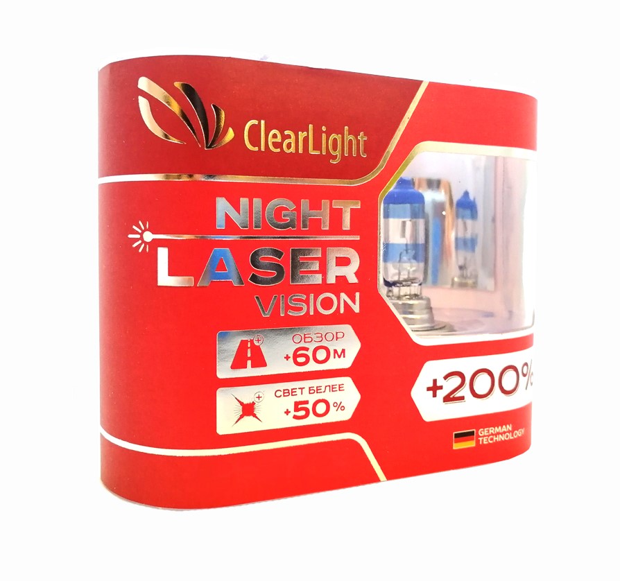 фото Лампа галогеновая h4 night laser vision +200% light (2шт) clearlight
