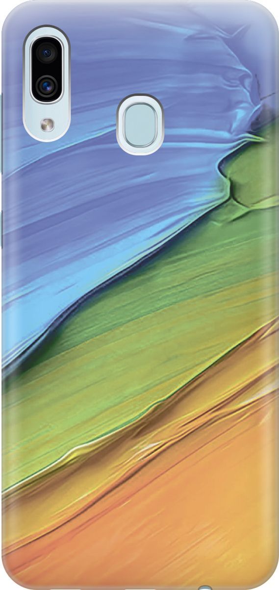 

Силиконовый чехол на Samsung Galaxy A40 с принтом "Желто-синие ткани", Голубой;оранжевый, 7121