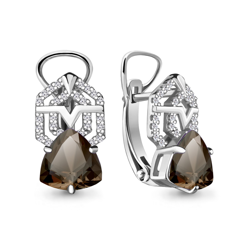 

Серьги из серебра с раухтопазом Aquamarine 4456701А_925_р, 4456701А_925_р