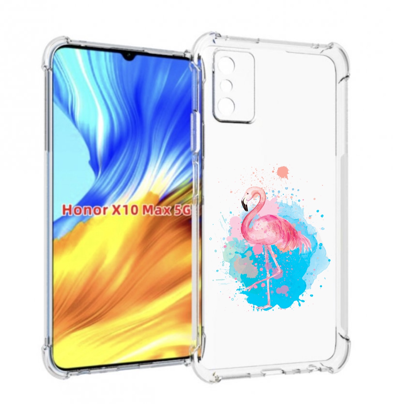 

Чехол MyPads акварельное-фламинго для Honor X10 Max, Прозрачный, Tocco