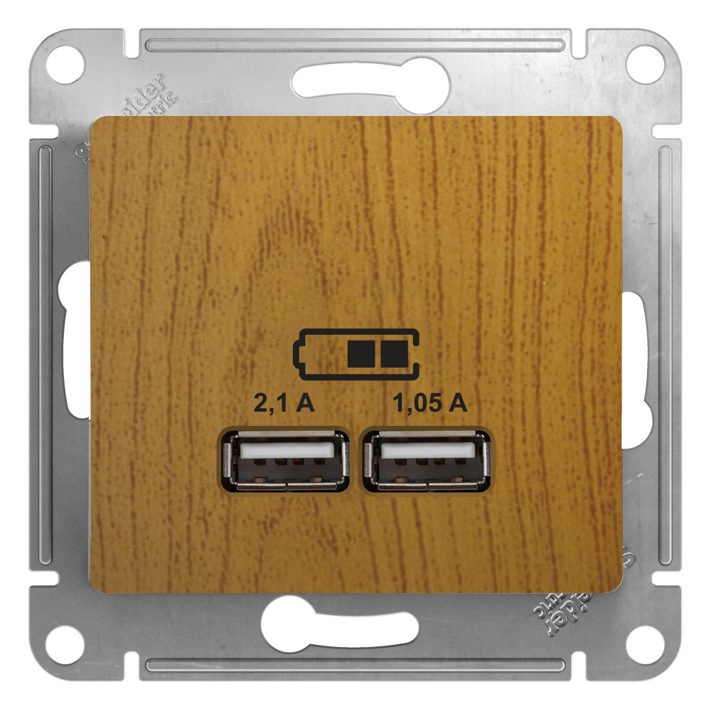 

Розетка USB 2-м СП Glossa тип A+A 5В/2100мА 2х5В/1050мА механизм дерево дуб, Glossa21_240_Скрытый_1