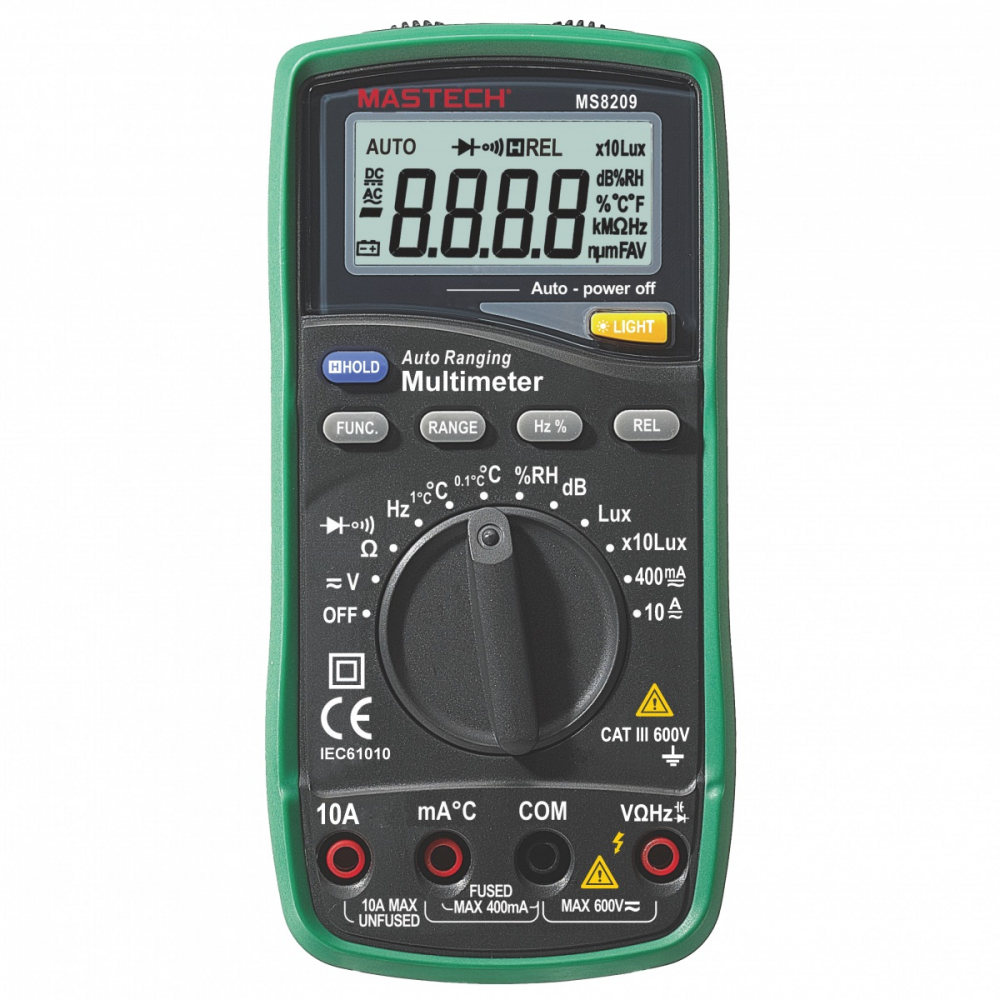 

MASTECH MS8209 цифровой автоматический мультиметр + шумомер, люксметр, изм. влажности 00-0